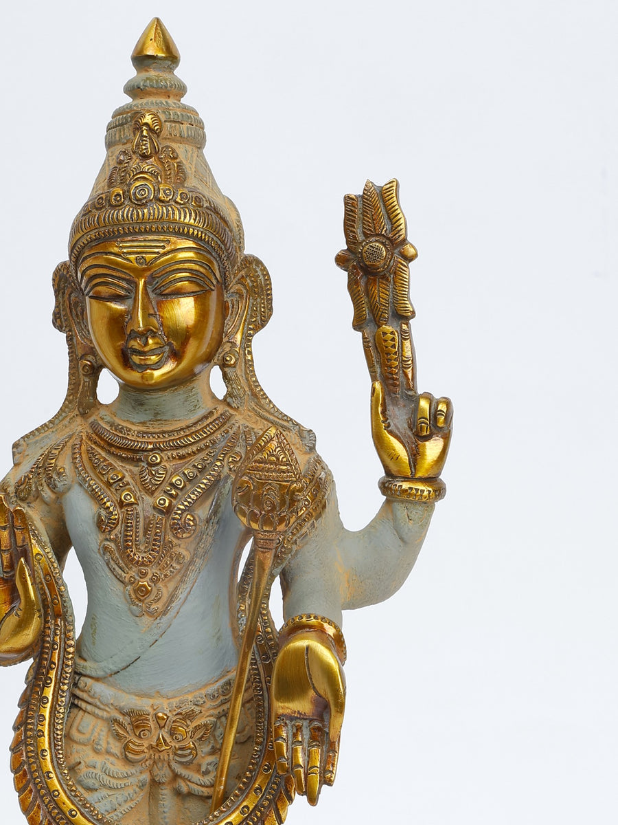 16" Murugan Brass Statue Handmade Hindu Deity Idol