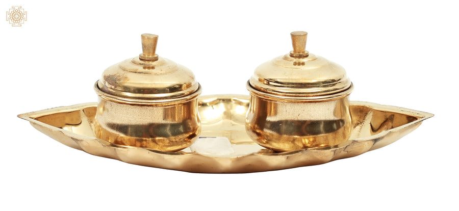 5" Brass Sindoor Roli Puja Box Handmade