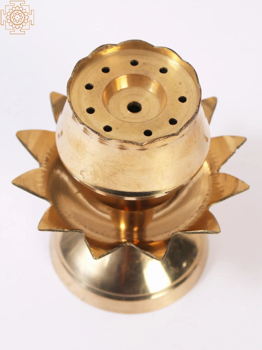 4" Small Lotus Brass Agarbatti Stand Incense Burner