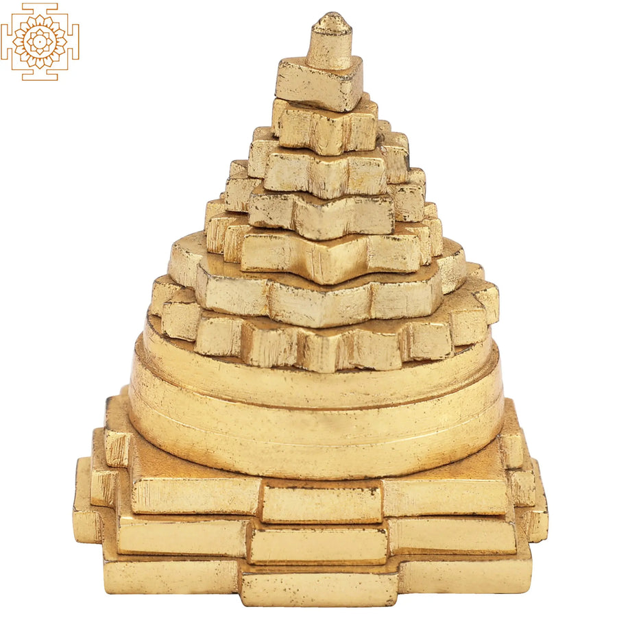 Small Brass Shri Yantra Handcrafted Spiritual Idol