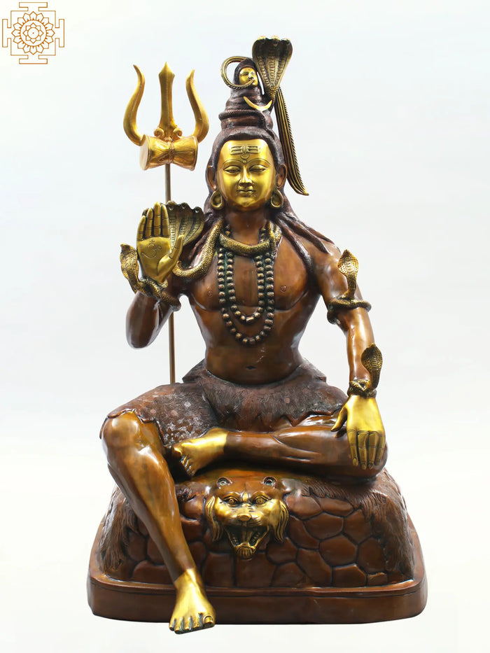 53" Large Bhagawan Shiva Handmade Brass Statue for Home Pooja
