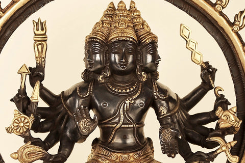 17" Six Faces Lord Karttikeya Brass Statue | Handmade Murugan Idols