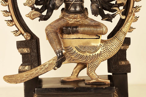 17" Six Faces Lord Karttikeya Brass Statue | Handmade Murugan Idols