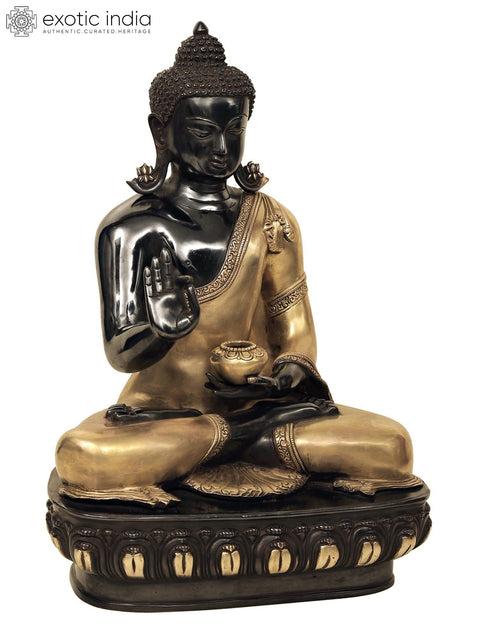 21" Gautam Buddha Preaching His Dharma | Handmade Brass Buddha Statue