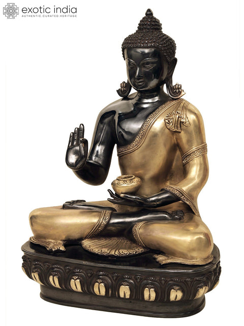 21" Gautam Buddha Preaching His Dharma | Handmade Brass Buddha Statue