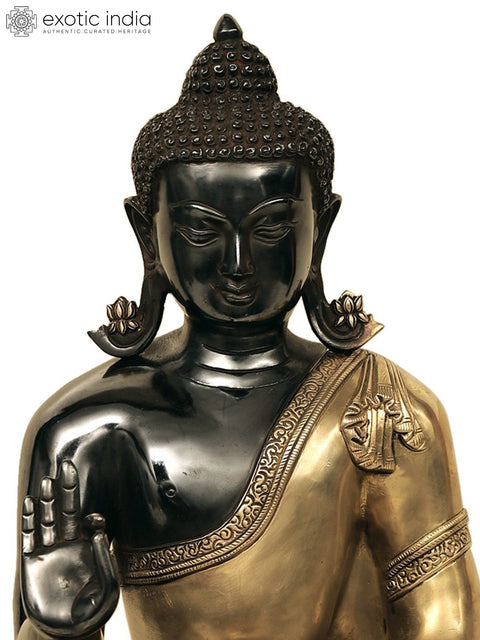 21" Gautam Buddha Preaching His Dharma | Handmade Brass Buddha Statue