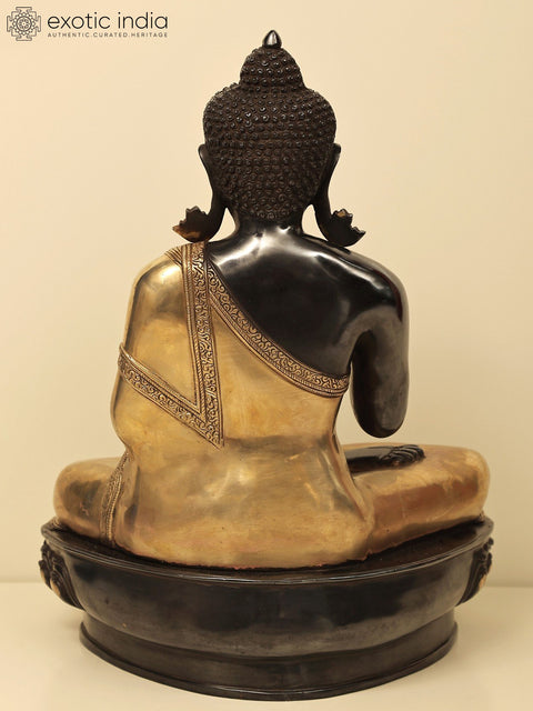 21" Gautam Buddha Preaching His Dharma | Handmade Brass Buddha Statue