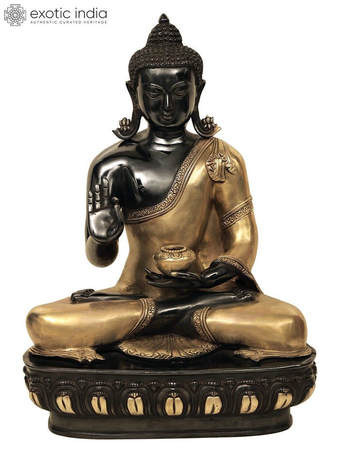 21" Handmade Gautam Buddha Preaching Dharma Brass Statue