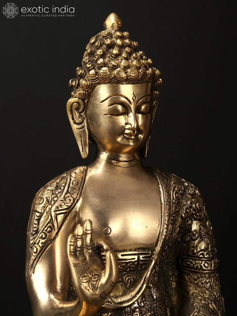 12" Brass Gautam Buddha Statue Preaching His Dharma | Handmade | Made in India