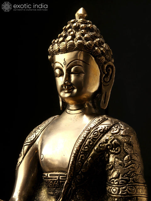 12" Brass Gautam Buddha Statue Preaching His Dharma | Handmade | Made in India