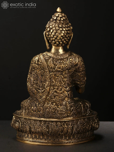 12" Brass Gautam Buddha Statue Preaching His Dharma | Handmade | Made in India