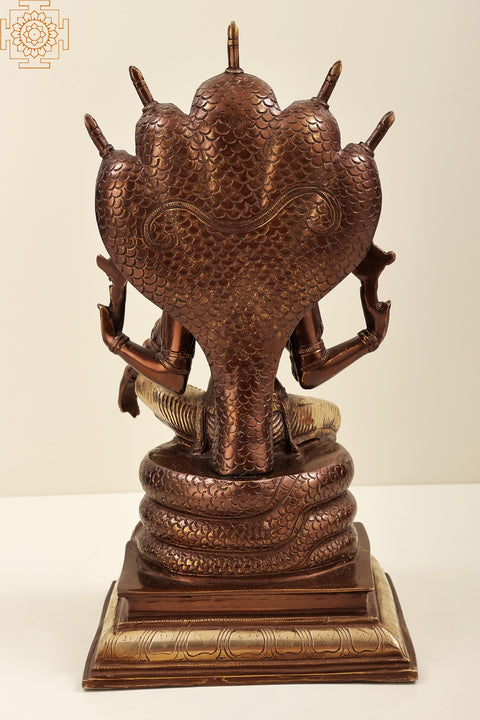 16" Lord Vishnu Seated on Sheshanaga |  Brass Statue | Handmade | Made In India