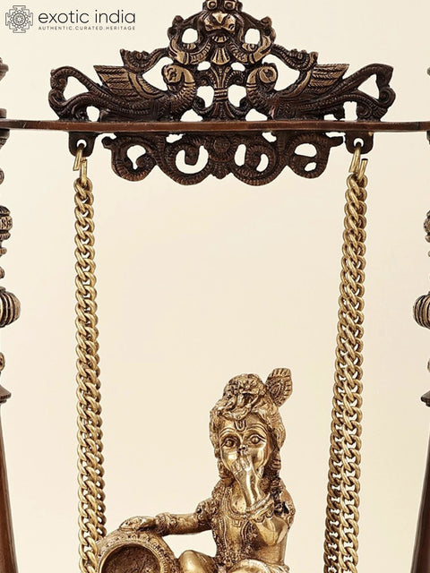 16" Brass Swing Butter Krishna