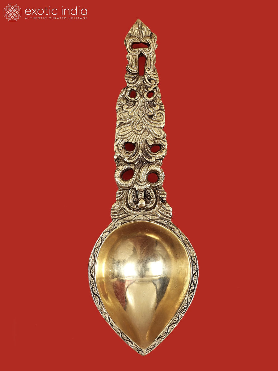 13" Handmade Brass Spiritual Lamp for Home Pooja