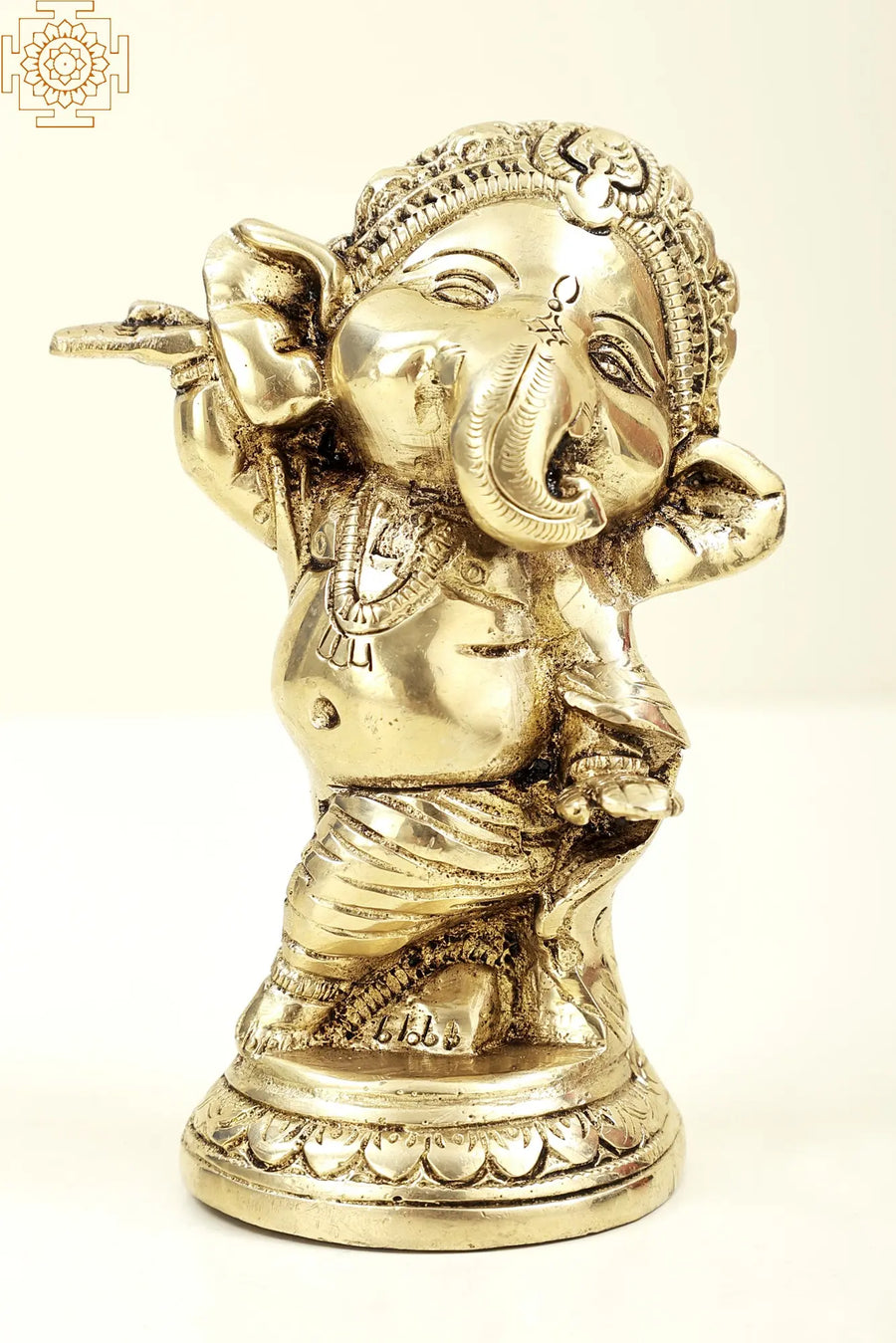 5" Handmade Baby Ganesha Brass Statue for Home Pooja