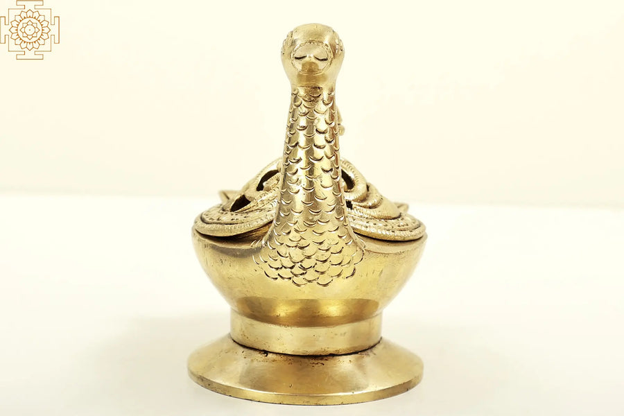 5" Brass Peacock Incense Burner Handmade Statue