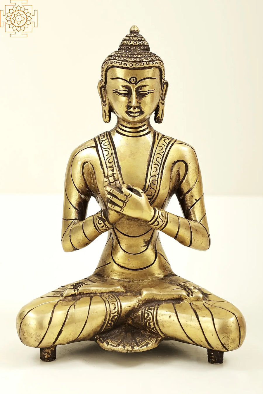 7" Brass Lord Buddha Statue in Dharmachakra Mudra Handmade