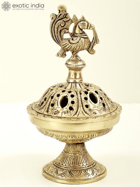 8" Brass Peacock Incense Burner |Handmade | Made In India