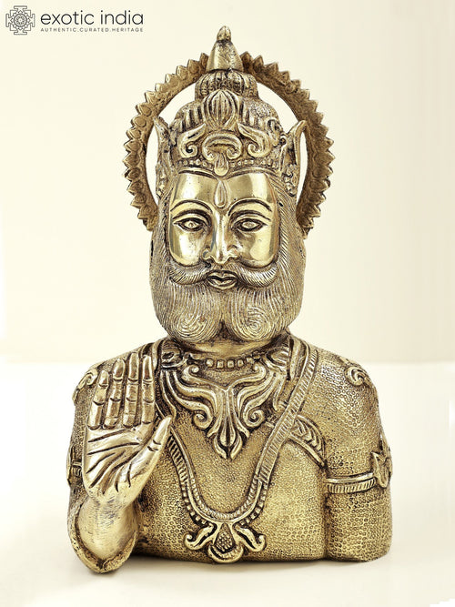 8" Maharaja Agrasen Handmade Brass Bust Statue