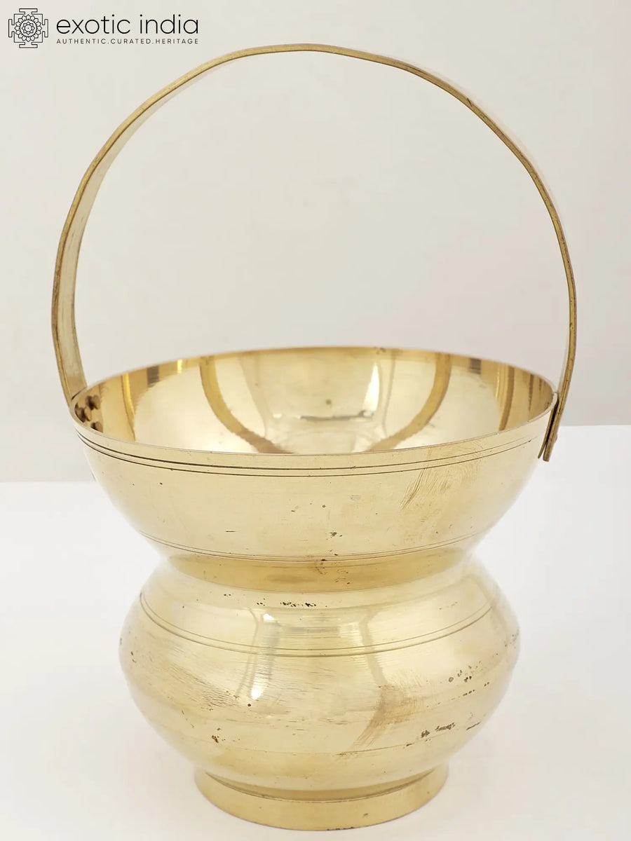 8" Handmade Brass Kamandalu Statue for Pooja Rituals