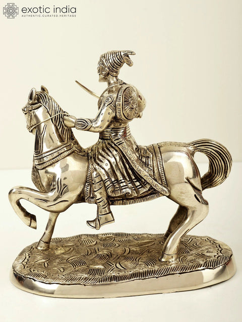 9" Chhatrapati Shivaji Maharaj on Horse |  Handmade Brass Statue | Made in India