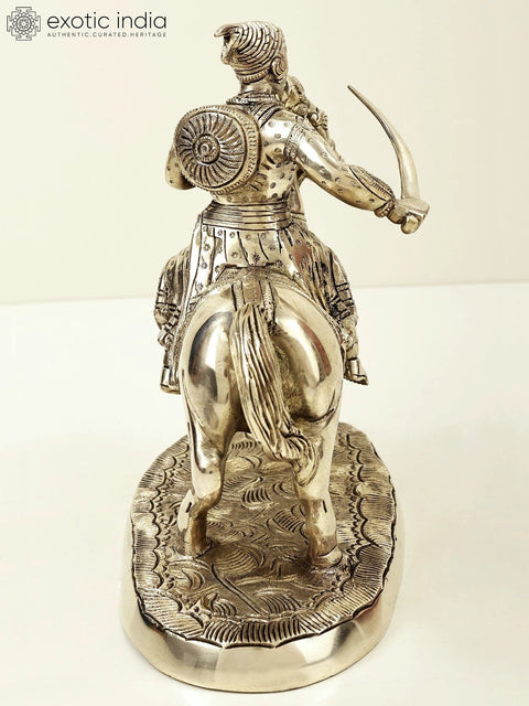 9" Chhatrapati Shivaji Maharaj on Horse |  Handmade Brass Statue | Made in India