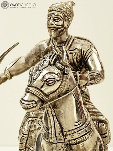 9" Chhatrapati Shivaji Maharaj on Horse |  Handmade Brass Statue | Made in India