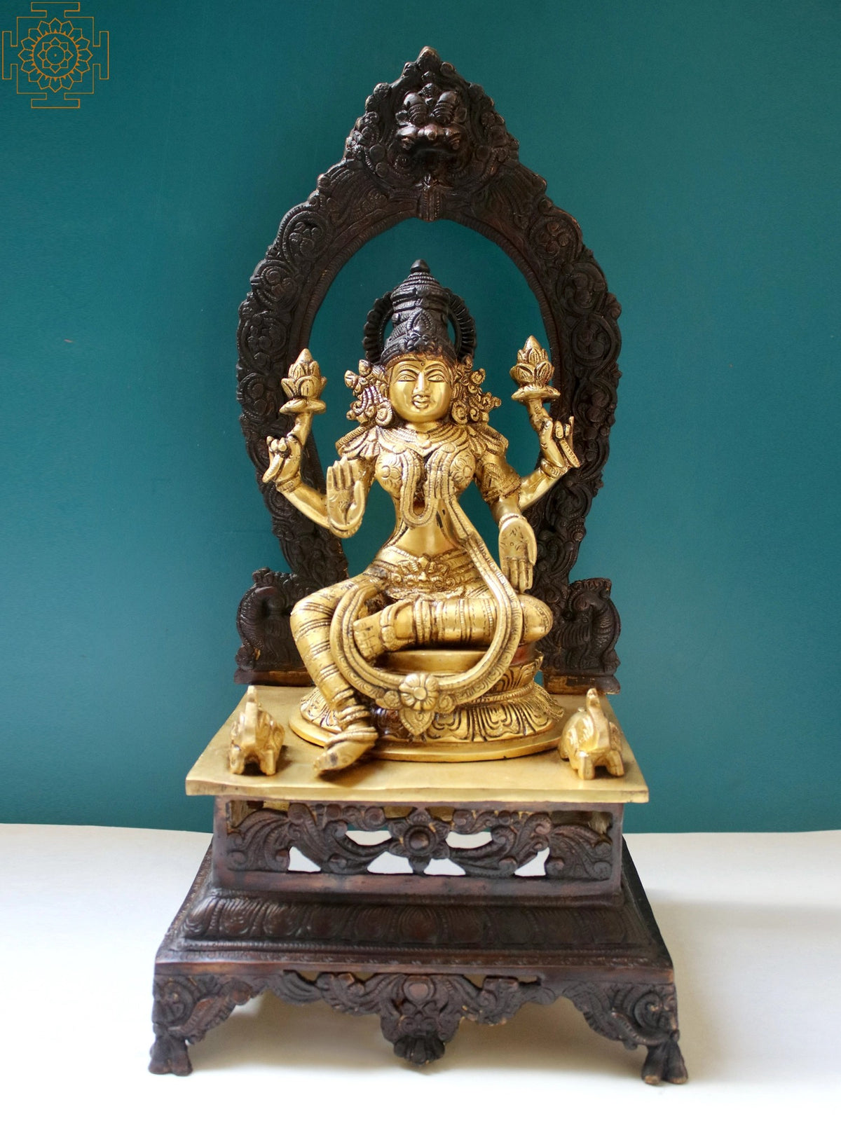 20" Goddess Lakshmi Sitting on Pedestal