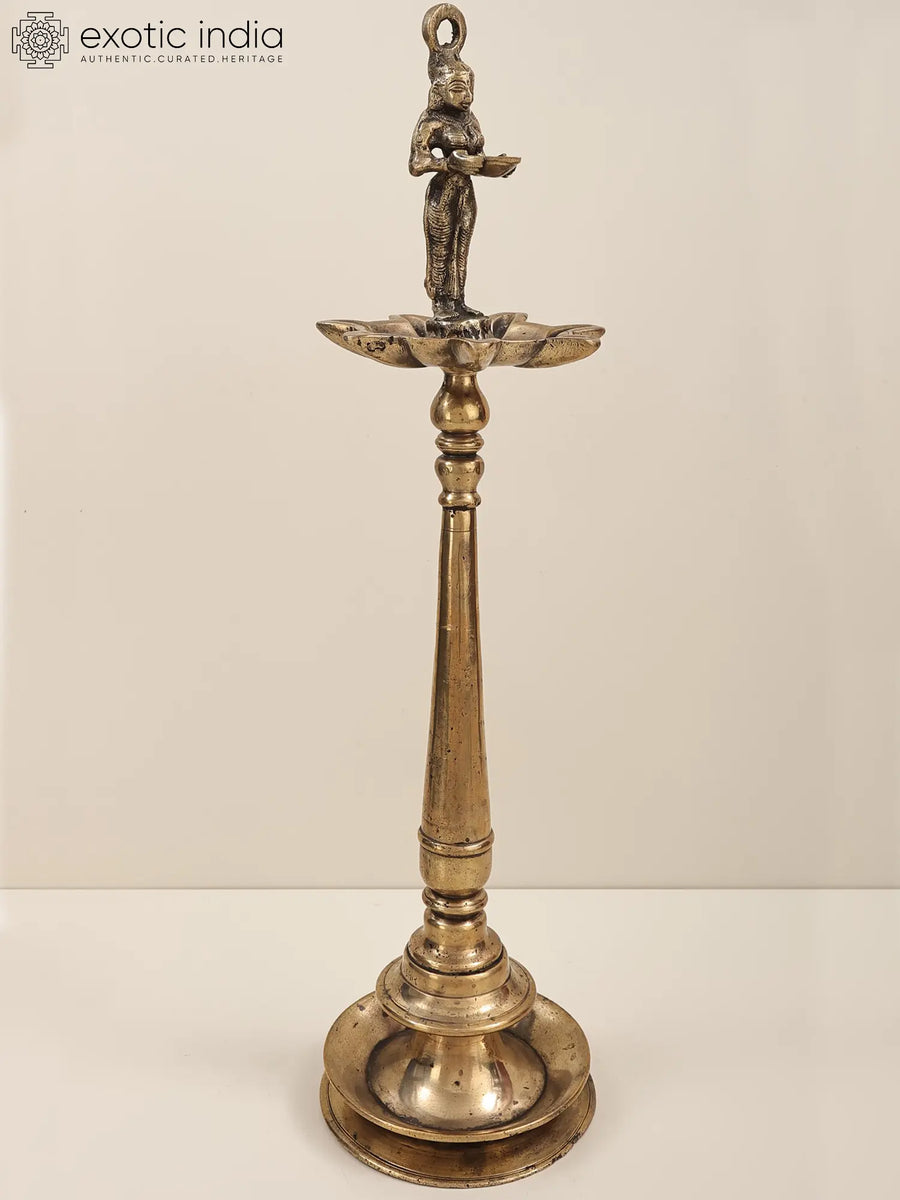 24" Brass Deepalakshmi Lamp Handmade Diya for Pooja