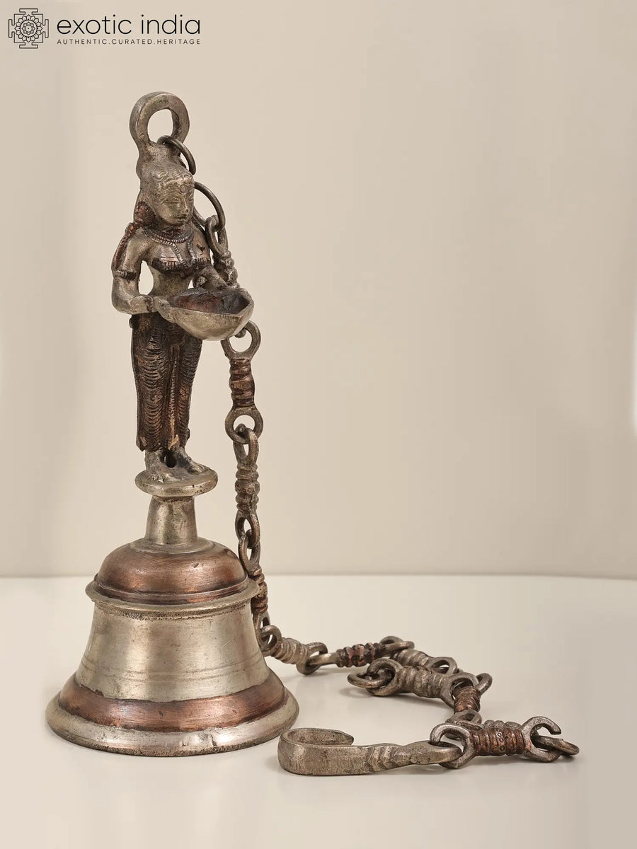 11" Brass Deepalakshmi Hanging Bell Statue for Pooja