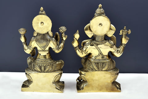 12" Handmade Bhagawan Ganesha with Devi Lakshmi (Pair)