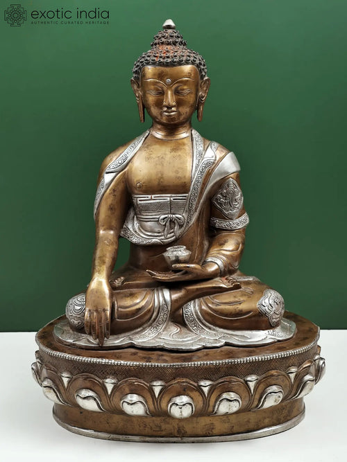 22" Bhumisparsha Buddha Brass Statue for Home Decor