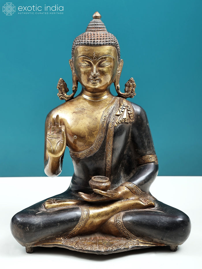 13" Gautam Buddha Preaching Dharma Handmade Brass Statue