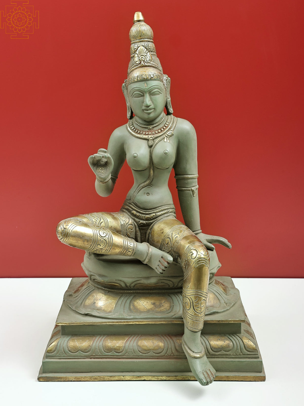 17" Seated Uma | Uma is used for Sati (Shiva's first wife, who is reborn as Parvati) | Brass Statue | Handmade