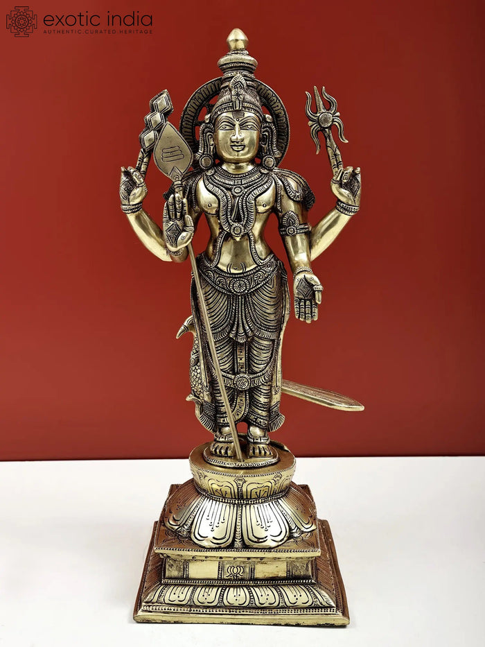 18" Karttikeya Murugan Handmade Brass Statue for Pooja