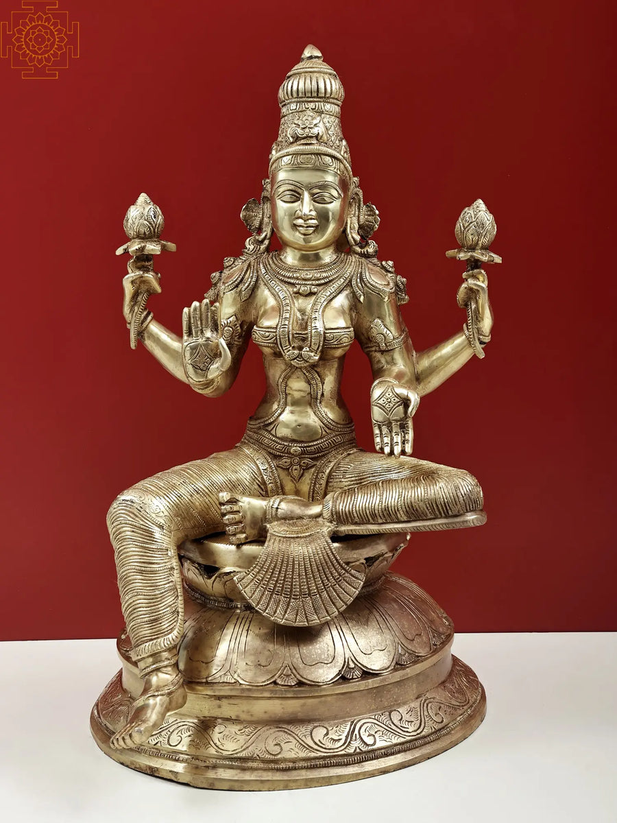 23" Handmade Brass Devi Lakshmi Statue Goddess of Wealth