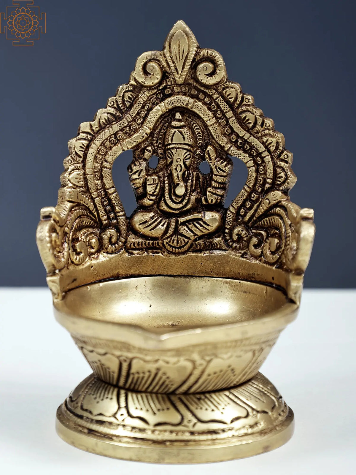 5" Brass Small Ganesha Lamp (Diya) | Handmade