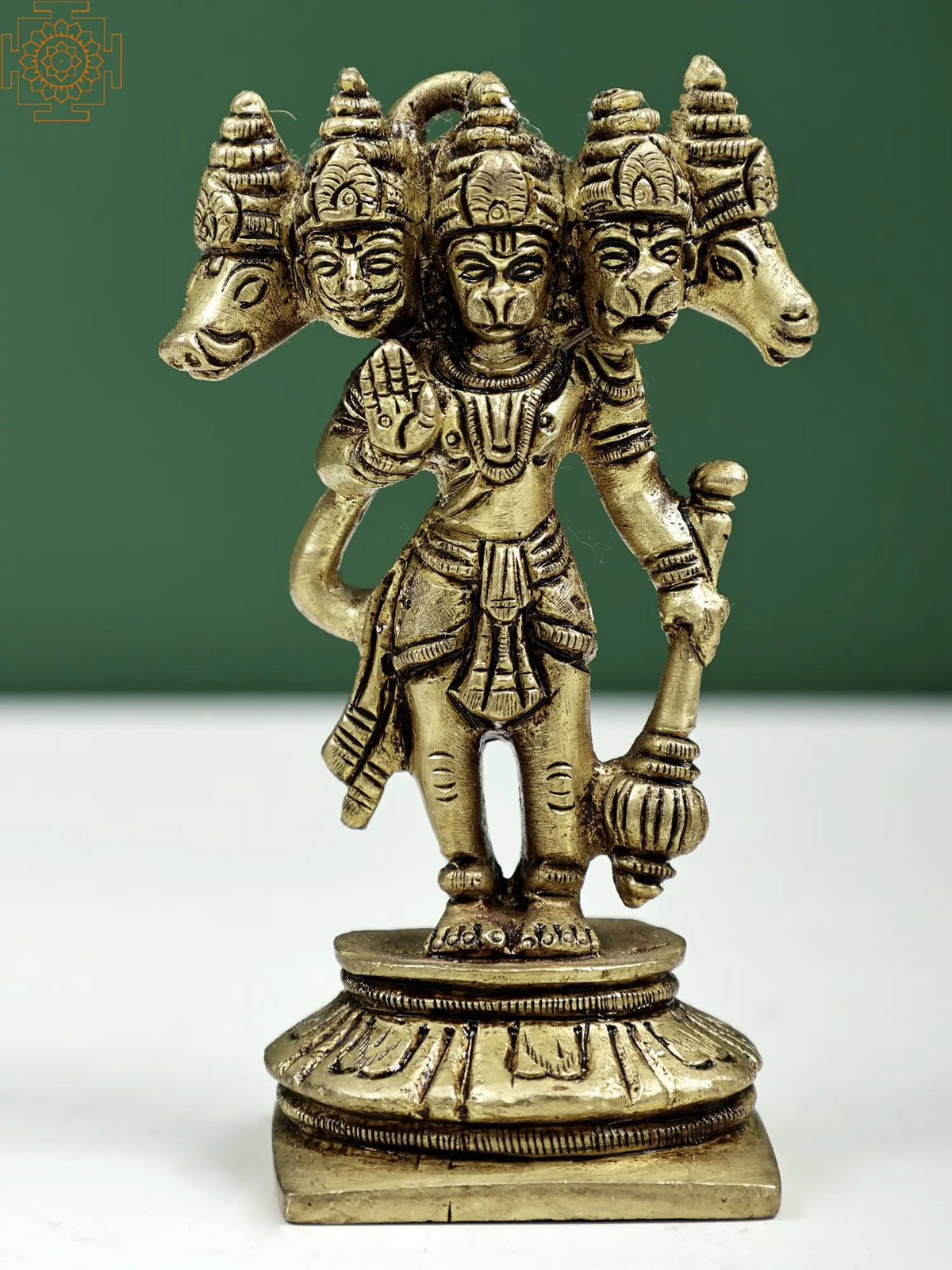 4" Small Panchamukha Hanuman Brass Statue | Handmade