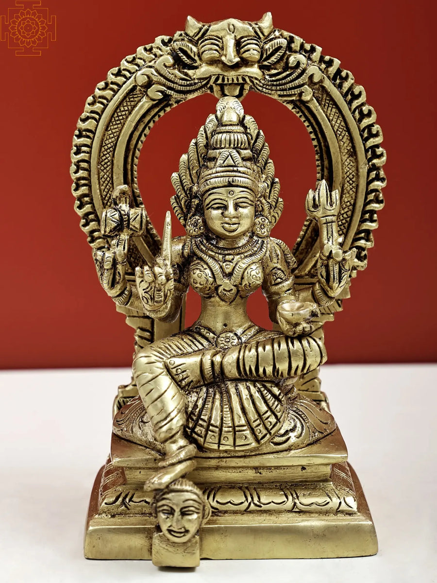 6" Goddess Mariamman Handmade Brass Statue