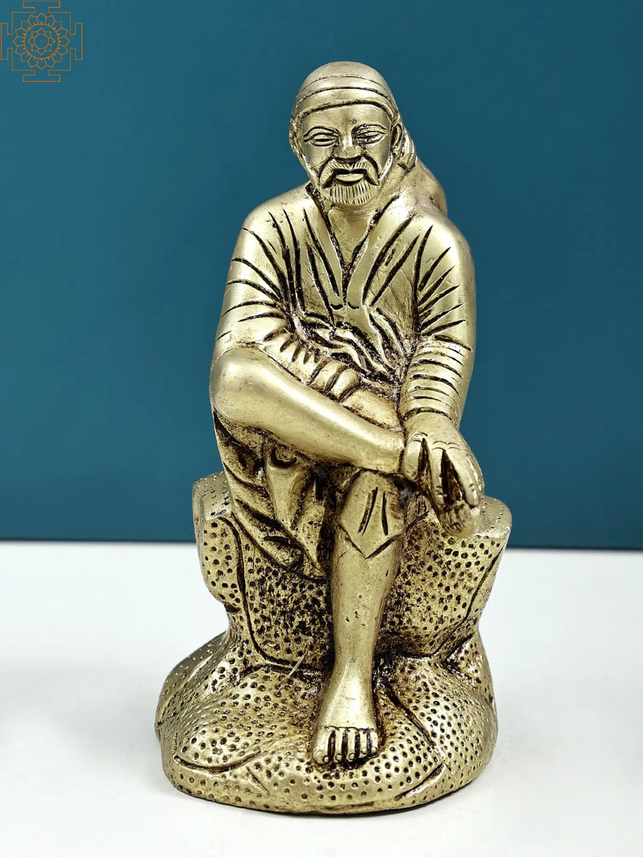6" Shirdi Sai Baba Handmade Brass Statue for Pooja