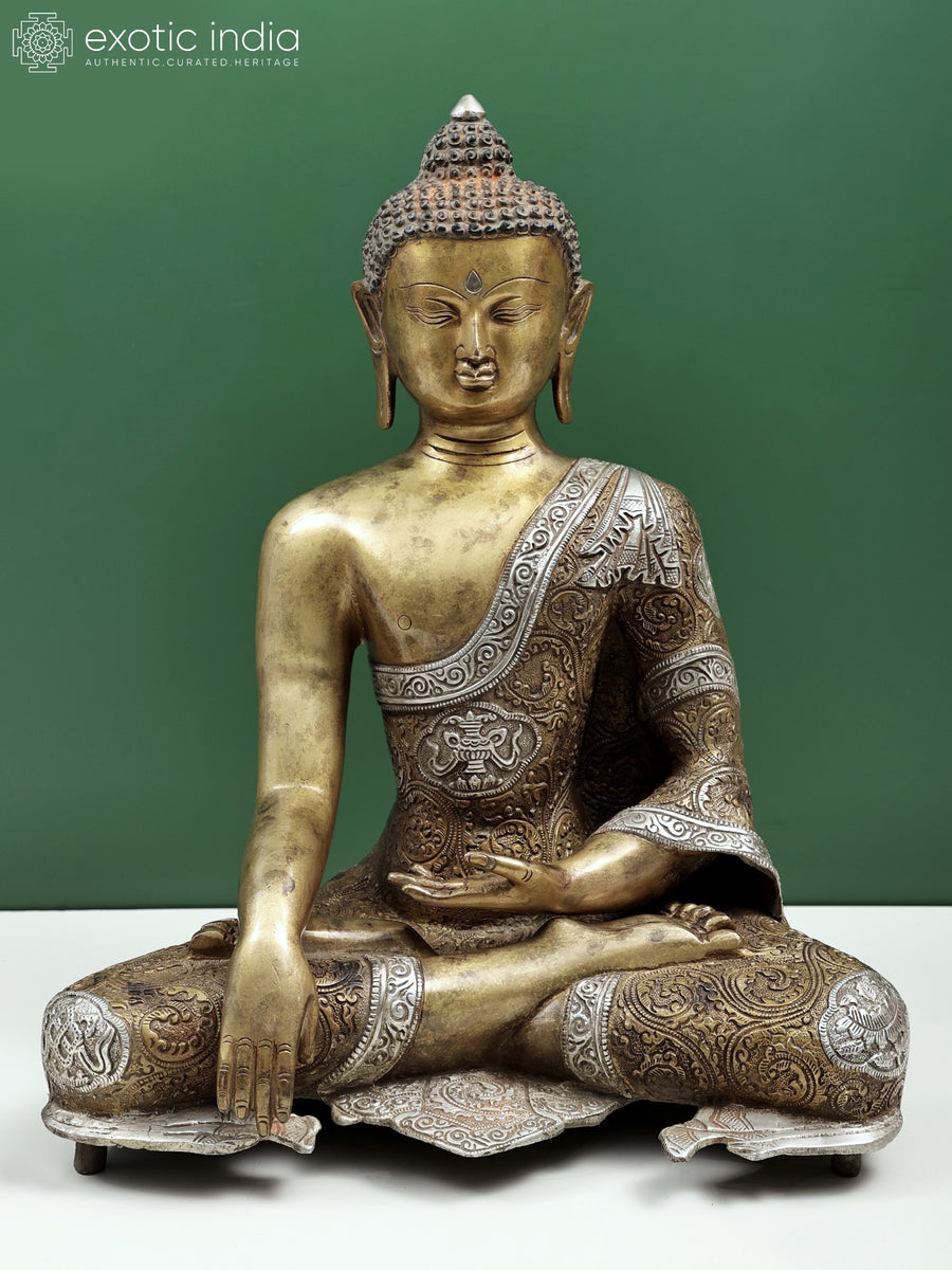 20" Bhumisparsha Buddha Brass Statue with Meditation Robe