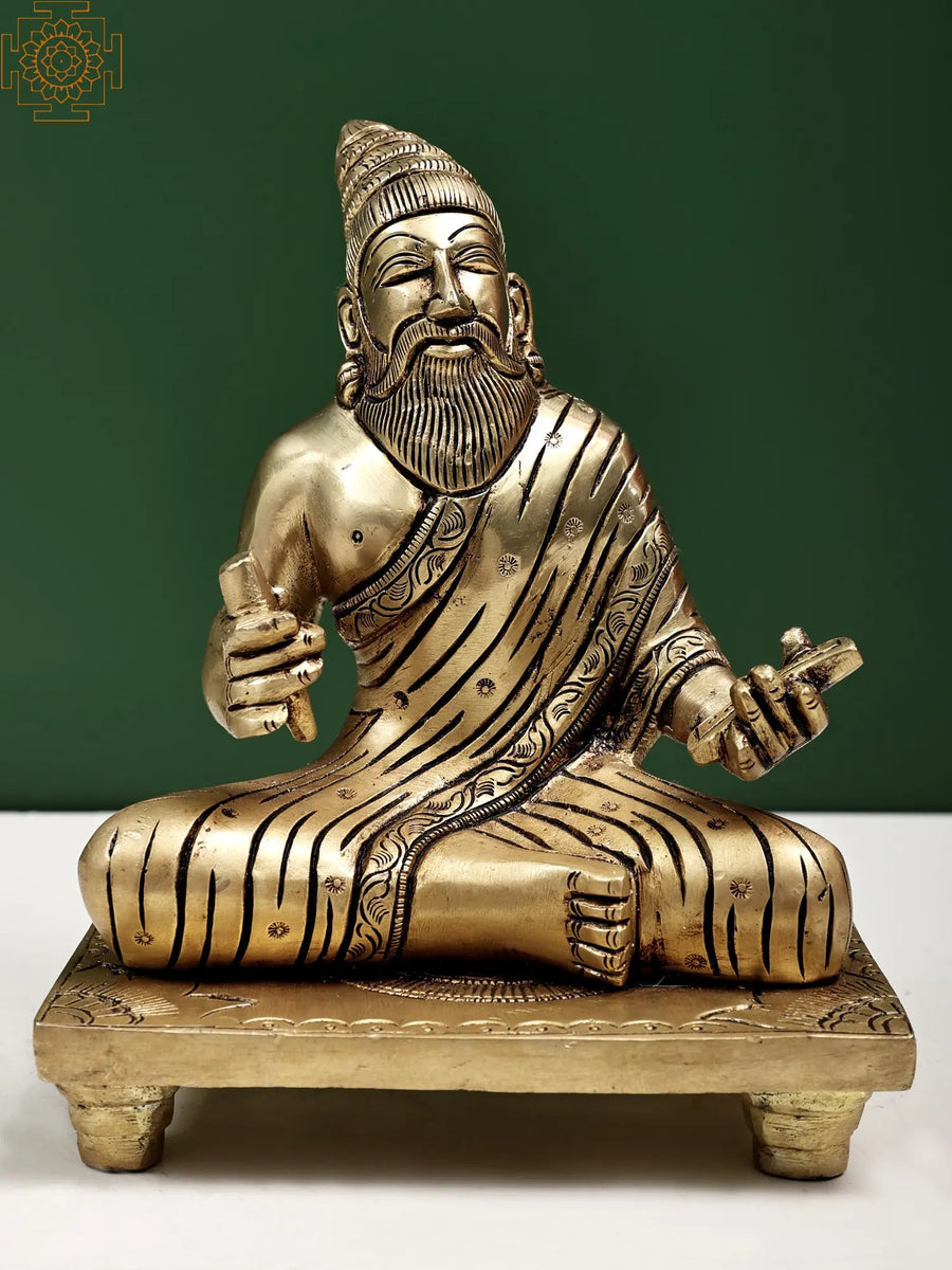 6" Handmade Ancient Saint Thiruvalluvar Brass Statue