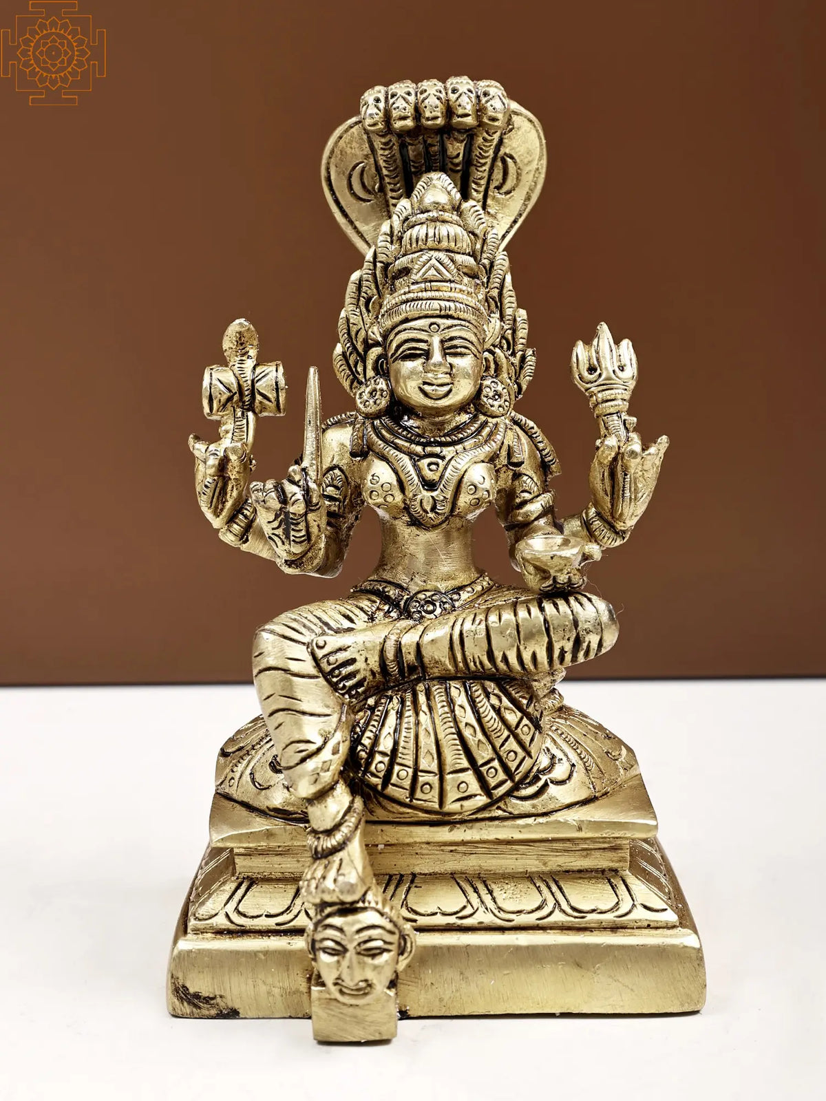 6" Goddess Mariamman Exquisite Brass Statue (South Indian Goddess Durga) | Handmade