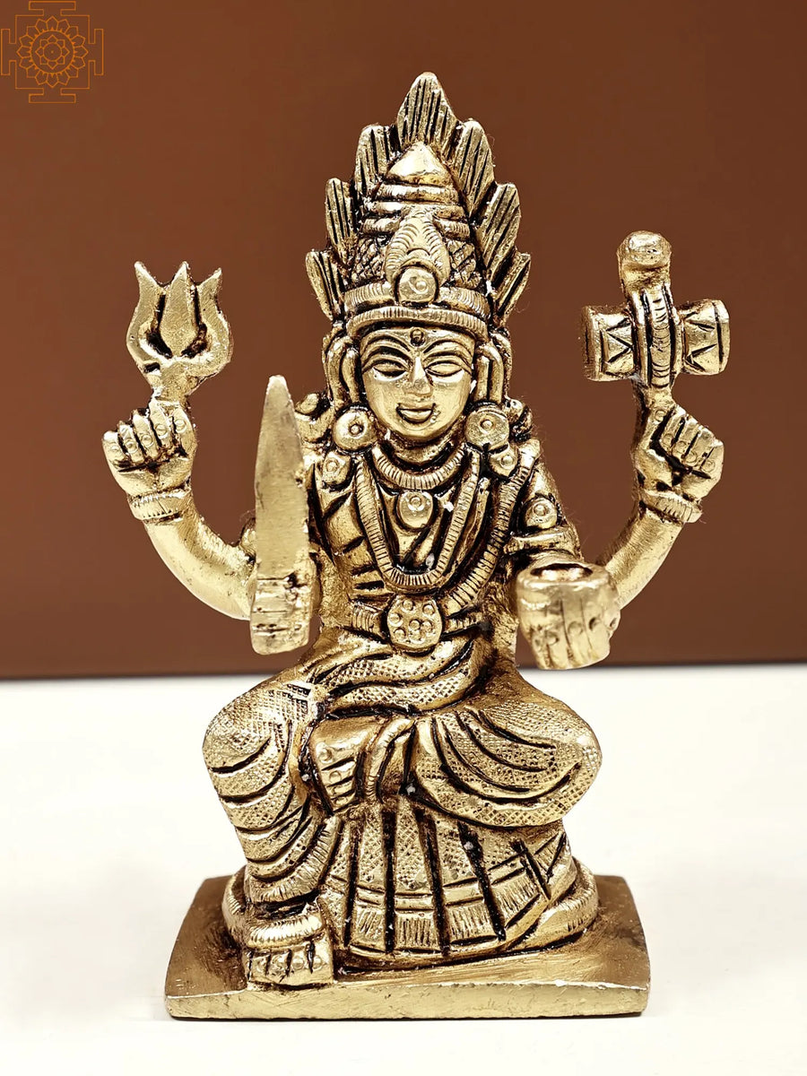 3" Goddess Mariamman Handmade Brass Idol for Pooja