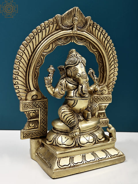8" Blessing Ganesha with Kirtimukha | Handmade