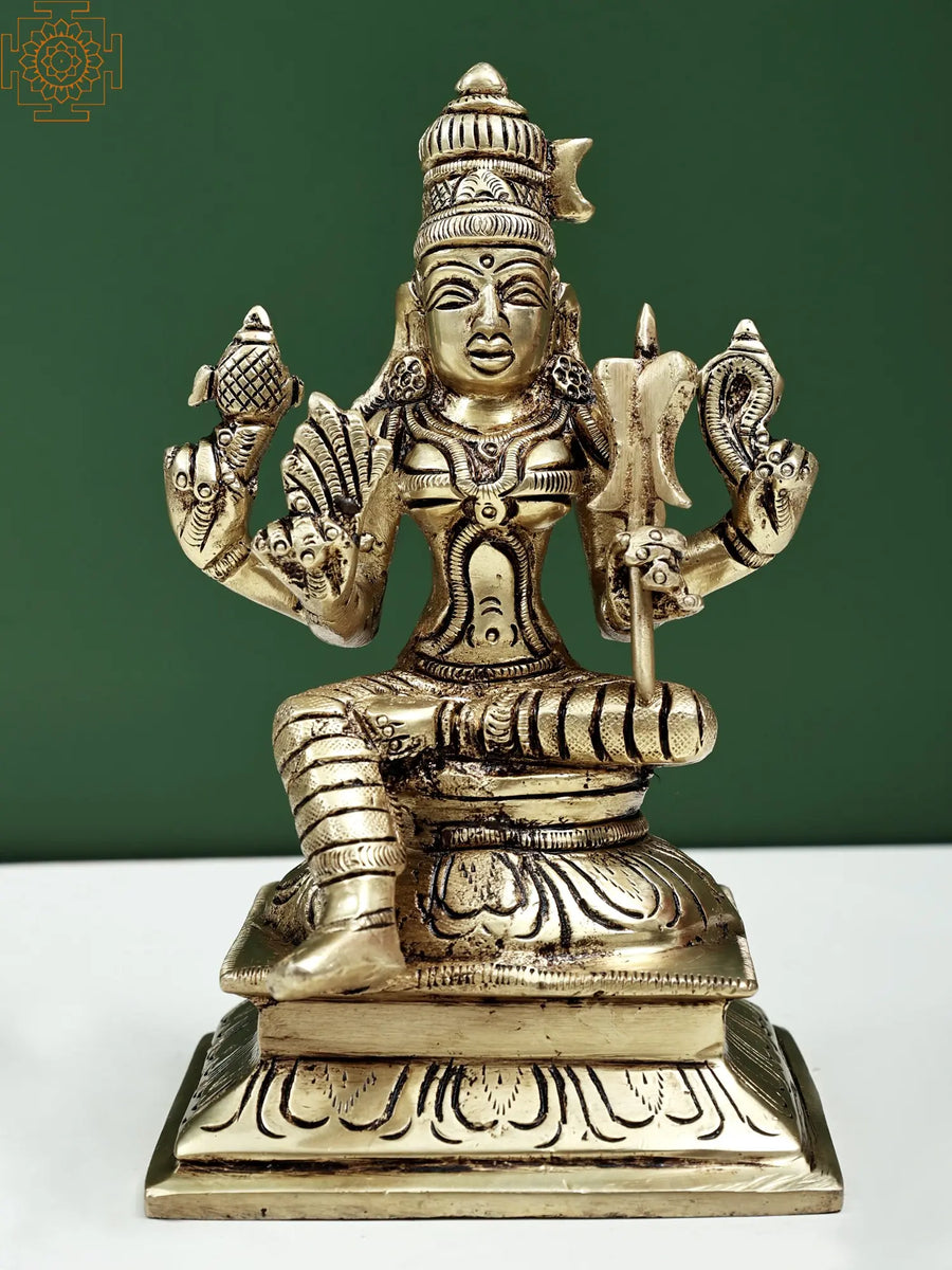 6" Brass Goddess Rajarajeshwari Idol for Pooja Handmade