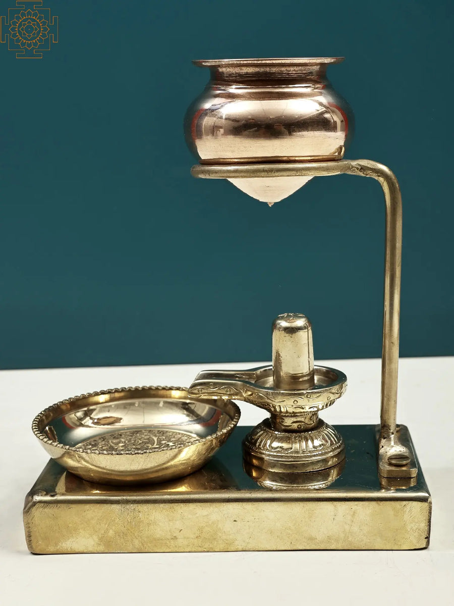 6.5" Handmade Brass Siva Lingam Abhishek Puja Set