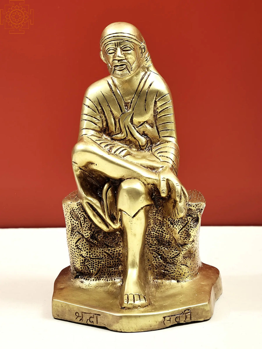 9" Shirdi Sai Baba Brass Handmade Statue