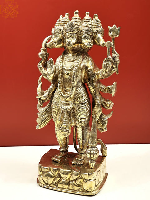 18" Panchamukha Hanuman | Brass Statue | Handmade