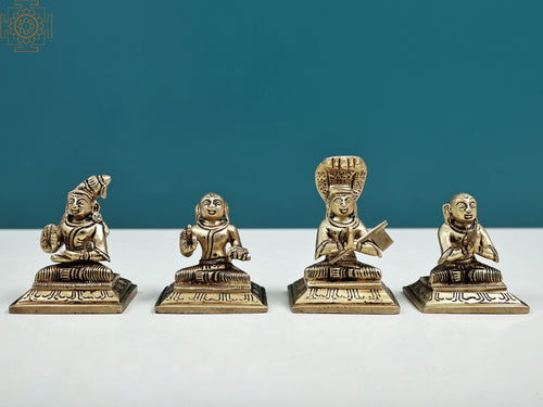 3.5" Saint Alwar Brass Statue Set - Handmade